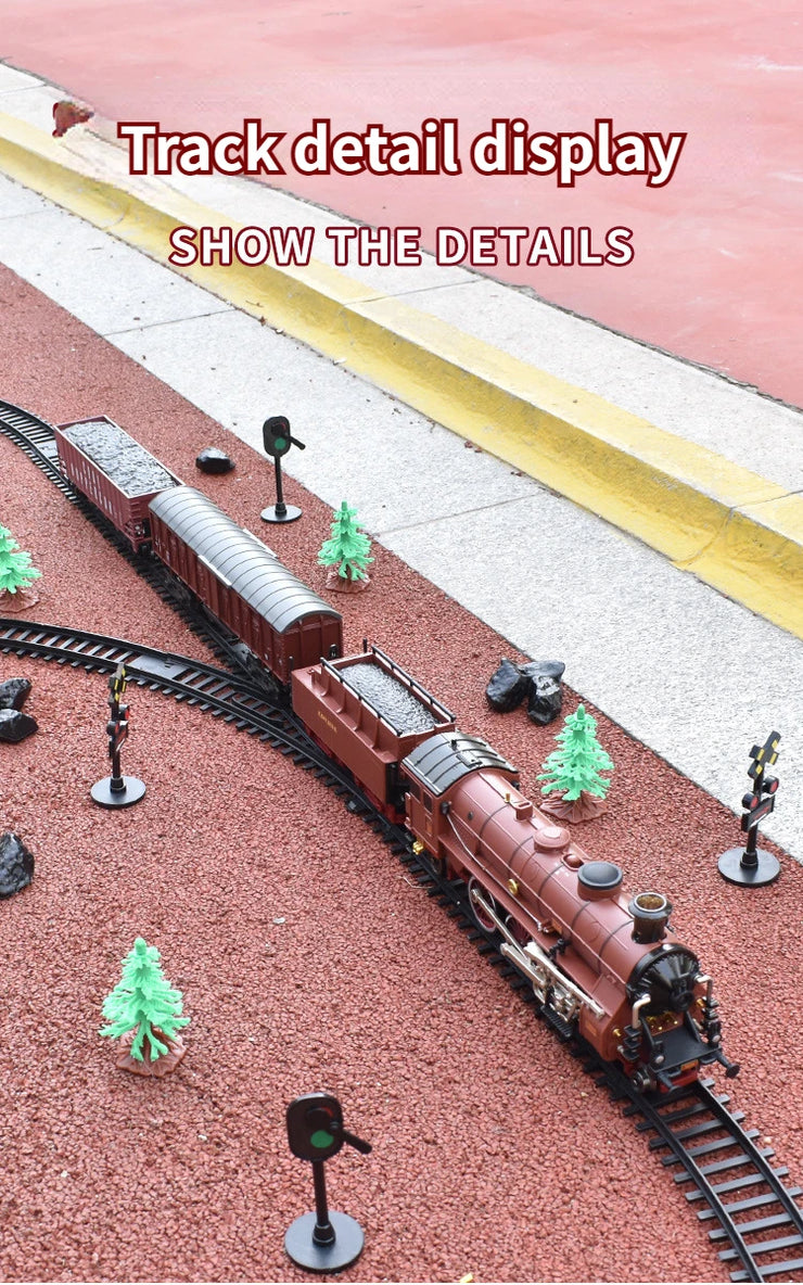 Classic Electric Train Set – Retro Steam Locomotive with Alloy Engine and Tracks for Kids