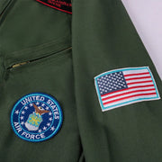 Kids Adults Top Gun Cosplay Bodysuit American Airforce Uniform Halloween Costume Army Green Military Pilot Jumpsuit With Glasses