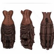 Steampunk Pirate Costume for Women – Cagalli Yulia cosplay Leather Corset Top with Drawstring Skirt Plus Size