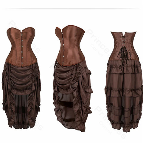 Steampunk Pirate Costume for Women – Cagalli Yulia cosplay Leather Corset Top with Drawstring Skirt Plus Size