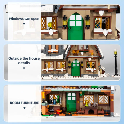 766pcs Christmas Cottage Building Toys Building Block Brick Set Kids Christmas Gift