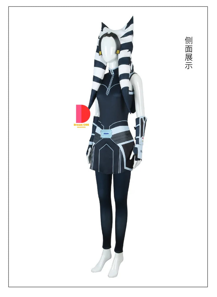 Star Wars Ahsoka Tano Costume – Adult and Child Anime Outfit with Hat for Halloween, Role Play, and Comic Con Events