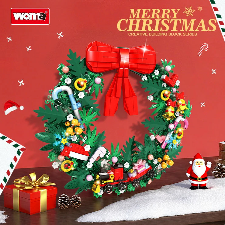 653pcs Christmas Wreath 29cm diameter Building Blocks Bricks Home Decoration Model  Kids Toys Christmas Gift