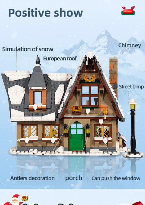 766pcs Christmas Cottage Building Toys Building Block Brick Set Kids Christmas Gift