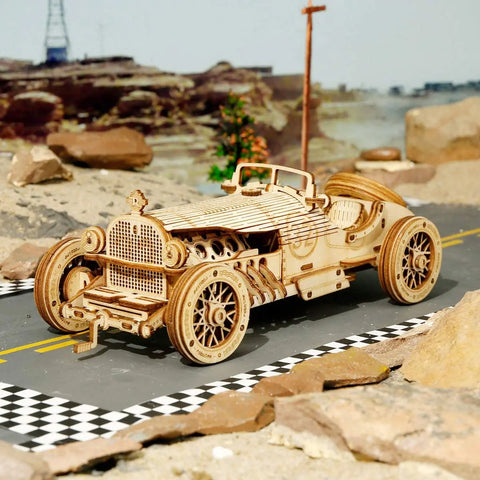 Robotime ROKR 3D Puzzle – Movable Steam Train, Car & Jeep Wooden Model Assembly Kit for Children and Adults