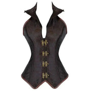 Steampunk Corsets for Women Gothic Corset Bustier Zipper Plus Size Vintage Faux Leather Corset Top Brown Plus Sizes