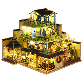 Light-Up Wooden Dollhouse Kit — DIY Villa with Furniture (Ages 8+)
