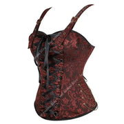 Steampunk Corsets for Women Gothic Corset Bustier Zipper Plus Size Vintage Faux Leather Corset Top Brown Plus Sizes