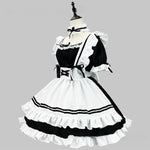 Black and White Lolita Maid Costume – Cute French Apron Dress Uniform for Cafe, Parties, and Cosplay