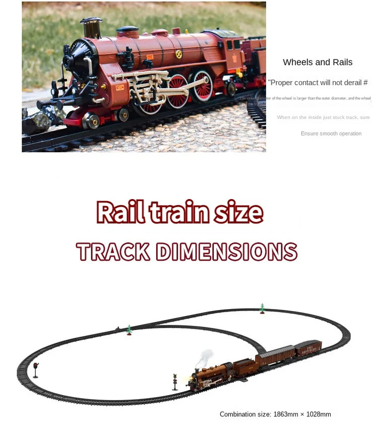 Classic Electric Train Set – Retro Steam Locomotive with Alloy Engine and Tracks for Kids