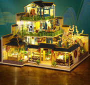 Big DIY Wooden Dollhouse with Furniture & Lights – Chinese Style Villa Miniature Kit