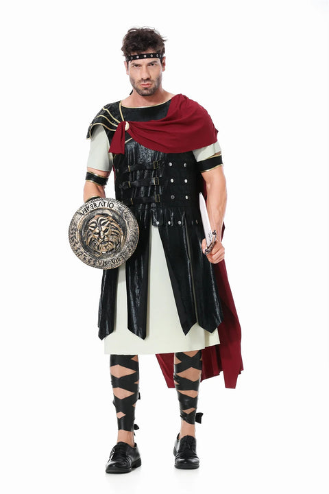 Medieval Roman Royal Knight Warrior Cosplay Halloween Costume For Men Adult Carnival Gladiators Soldier Cloak