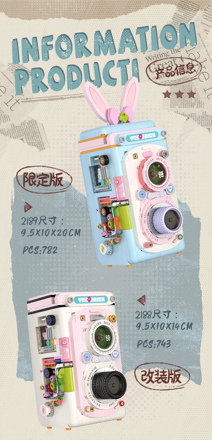 Retro DSLR Camera Assembly 500+ pieces Building Block Detachable Mechanical Trendy Punk Style Model