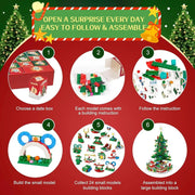 701pcs Christmas Tree Building Set with LED Light Toys Kids Adult 24in1 Christmas Countdown Calendar Building Blocks Gift