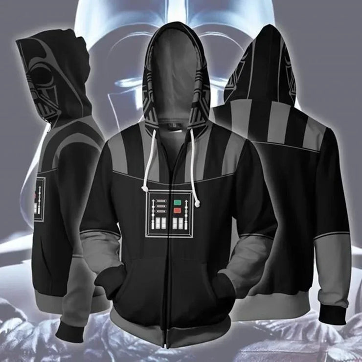 R2-D2 Cosplay Hoodie – Robot Sweatshirt with Zipper, Inspired by Darth Vader and Stormtrooper for Men and Women