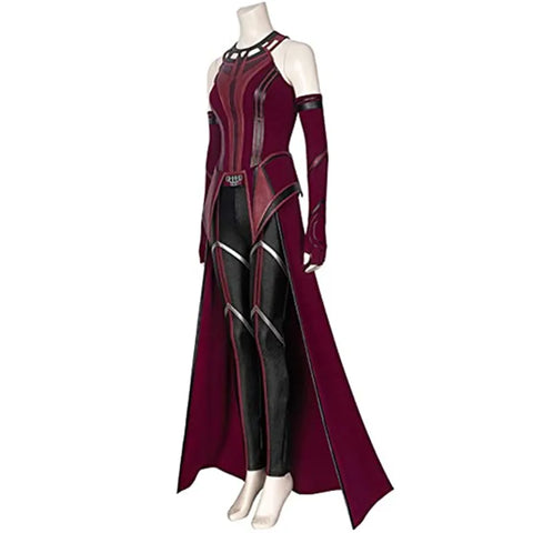 P-Jsmen Female Wanda Maximoff Cosplay Costume Scarlet Witch Headwear Cloak and Pants Full Set Outfit