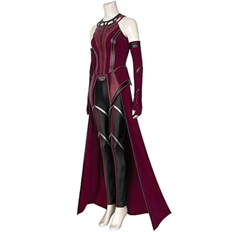 P-Jsmen Female Wanda Maximoff Cosplay Costume Scarlet Witch Headwear Cloak and Pants Full Set Outfit