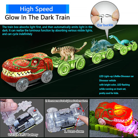 Dinosaur World Road Race Track Set – Flexible Track with Dinosaur Toys and Racing Car for Kids