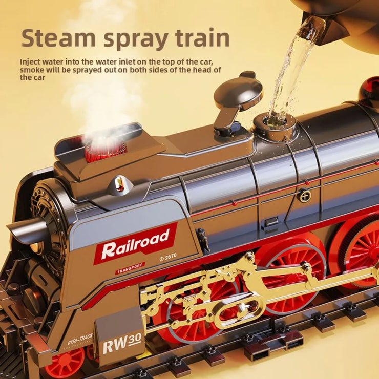 Remote Control Electric Train Set – Classic Model with Assembled Railway Tracks, Light & Sound for Kids