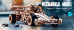 Robotime ROKR 3D Wooden Racing Car Puzzle – DIY Mechanical Model Kit with Roaring Engine and 8-10m Forward Movement for Adults & Teens