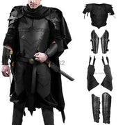 Medieval Steampunk Victoria Knight Pirate Costume – Leather Vest Armor with Body, Shoulder Pauldrons for Men’s LARP and Cosplay