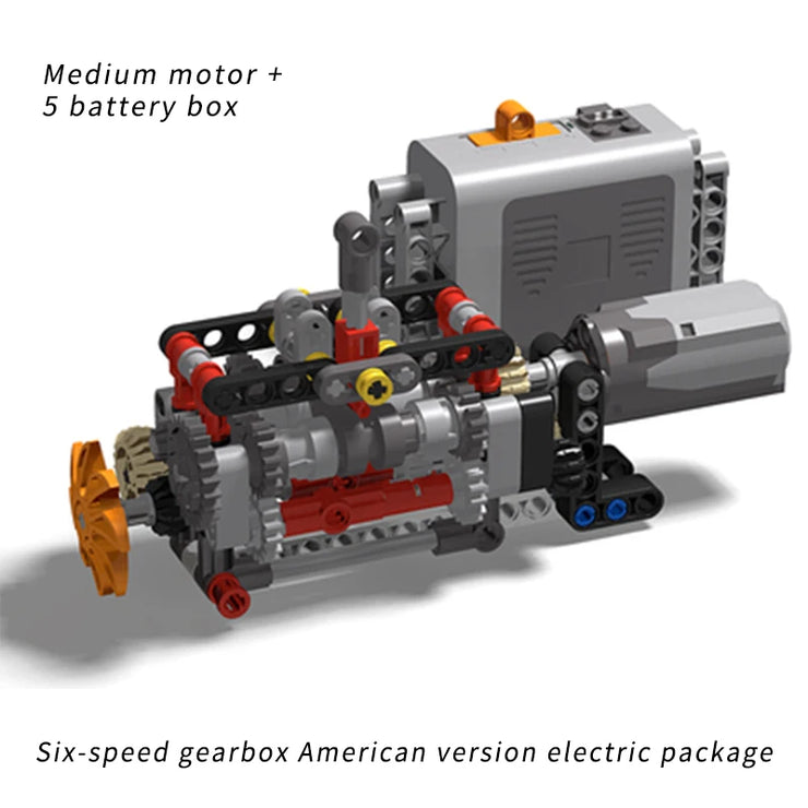 MOC DIY Electric Motor & Gearbox Kit – Technical Building Blocks for Mechanical Models