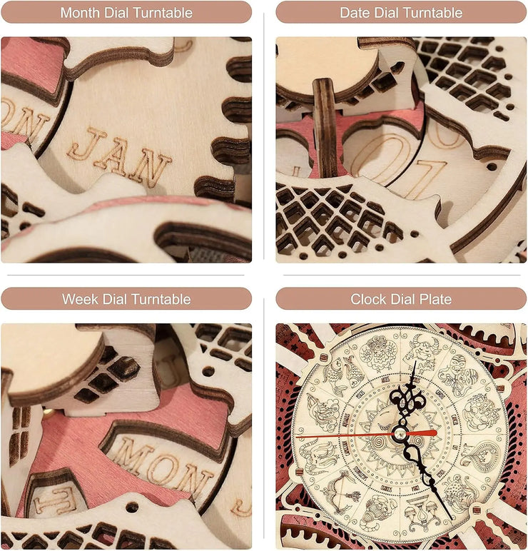 Robotime ROKR LC601 Zodiac Wall Clock – 3D Wooden Puzzle Model Kit