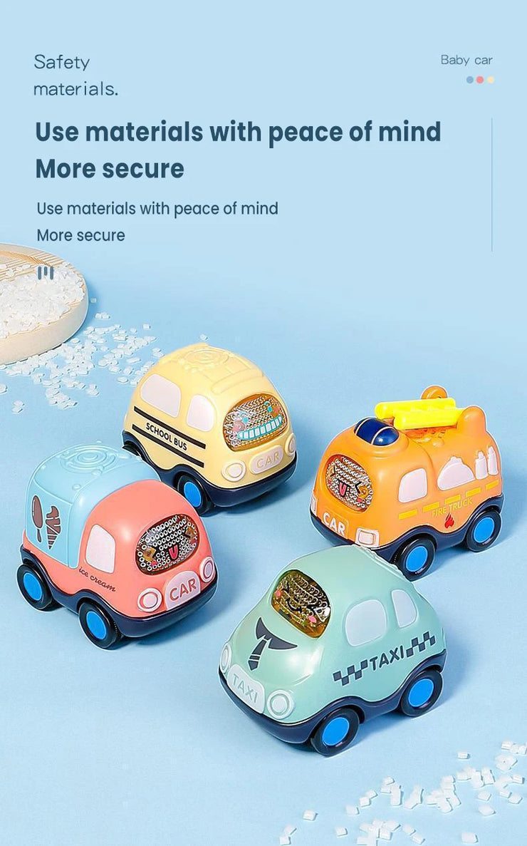 Mini Inertia Fire Engine Vehicle Set – Montessori Crash-Resistant Pull Cars for Ages 0–3