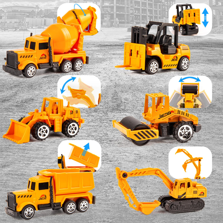 Alloy Construction Vehicle Set with Container Truck, Tower Crane & Excavator – STEM Toy for Ages 3–8