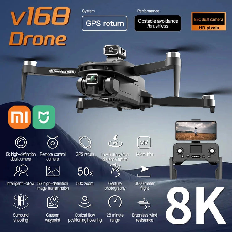 Xiaomi Mijia V168 Drone 8K 5G WIFI GPS Professional HD Aerial Photography DualCamera Omnidirectional Obstacle Avoidance Original