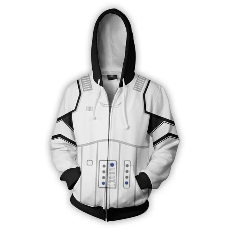 Cosplay Hoodie Jacket – Stormtrooper, Mandalorian, and Darth Vader Designs for Men’s Spring/Autumn Wear, Ideal for Halloween and Party Props