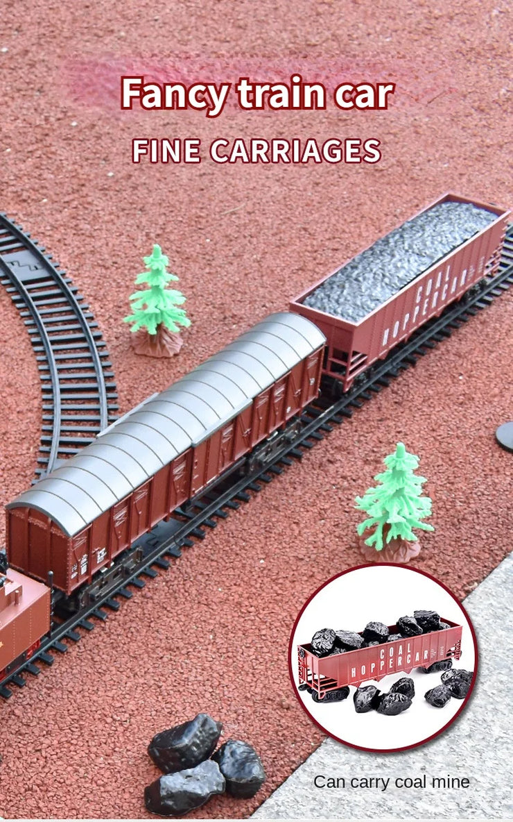 Classic Electric Train Set – Retro Steam Locomotive with Alloy Engine and Tracks for Kids
