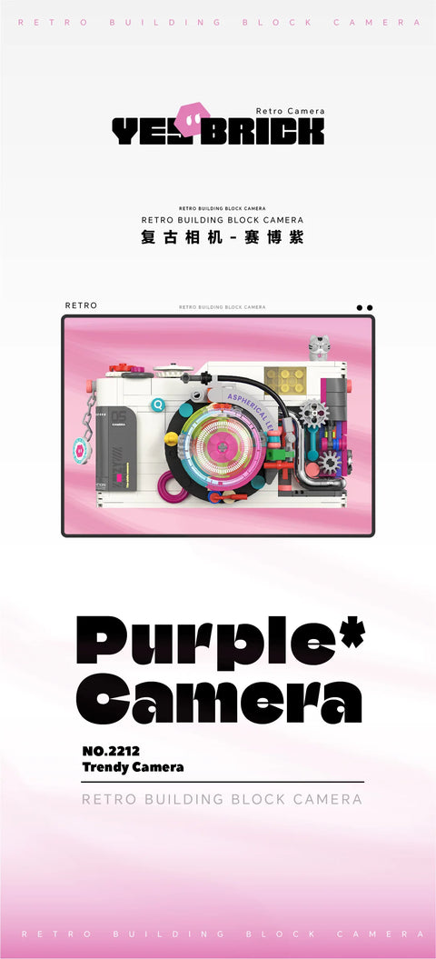 Retro DSLR Camera Assembly 500+ pieces Building Block Detachable Mechanical Trendy Punk Style Model