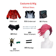 Arcane Vi Cosplay Costume Wig Hair for Anime Jinx Sister Cosplay Outfits Vi Cosplay Shoes Boots Leather Jacket