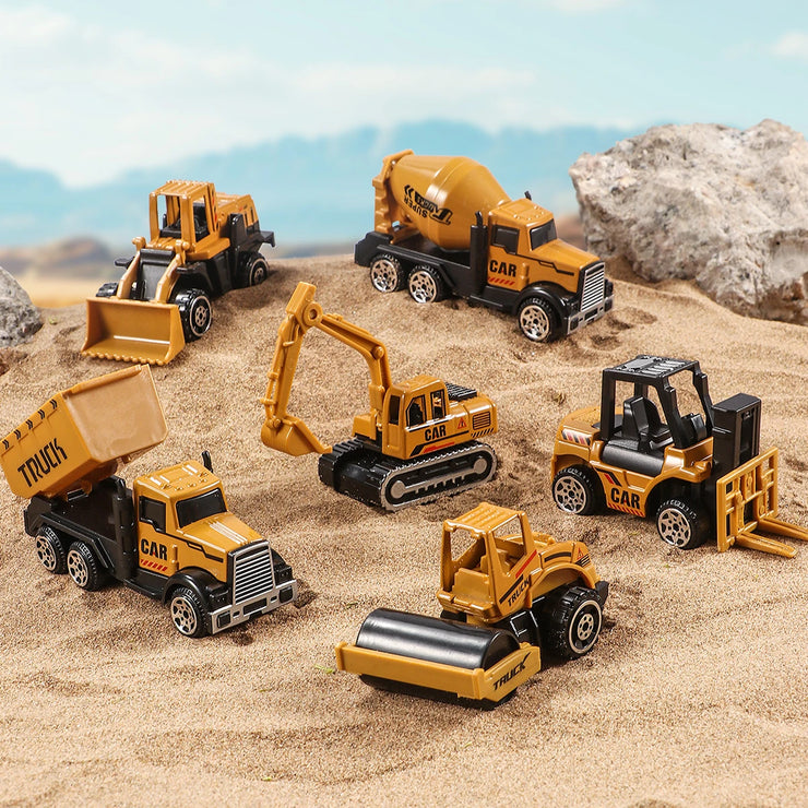 6-Piece Diecast Construction Vehicle Set – Alloy Loader, Tractor, Excavator & Trucks for Kids