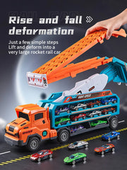 3D Rail Flying Car Set – Inertial Power Puzzle Track with Transforming Alloy Vehicles