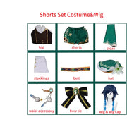 Genshin Impact Venti Cosplay Costume Wig Dress