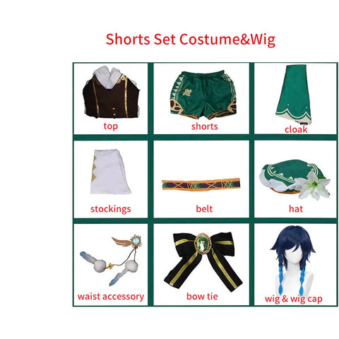 Genshin Impact Venti Cosplay Costume Wig Dress