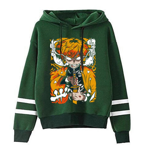 Demon Slayer Hoodie Zenitsu Agatsuma Pullovers Sweatshirt Fashion Manga Street Cool Top Demon Slayer Anime
