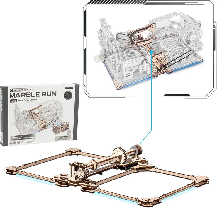 Robotime ROKR Marble Spaceport Electric Model Kit – 3D Wooden Puzzle