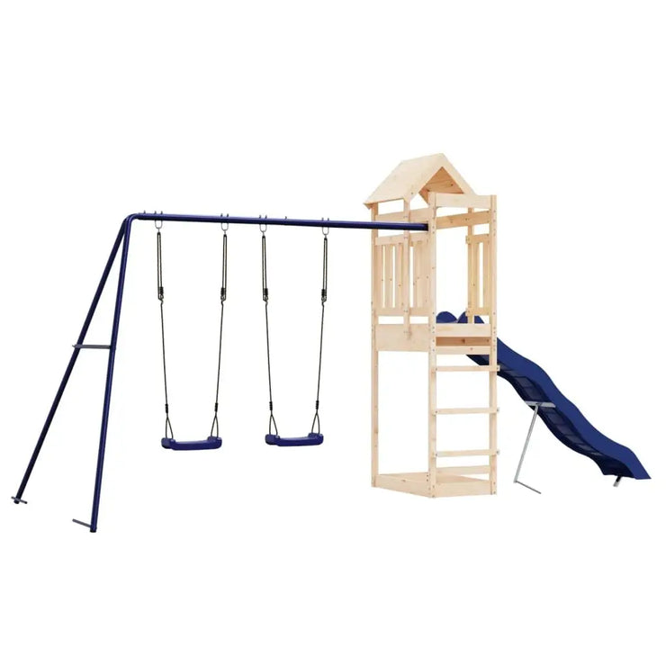 Solid Pine Outdoor Playset - Durable Wooden Climbing Frame & Slide Adventure