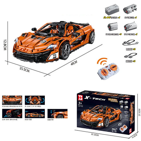 MOC Technical Sports Car BlackKnight P1 Building Bricks