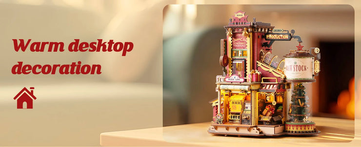 Robotime ROKR Christmas Dream Gift Factory Music Box – 3D Wooden Puzzle Model Kit