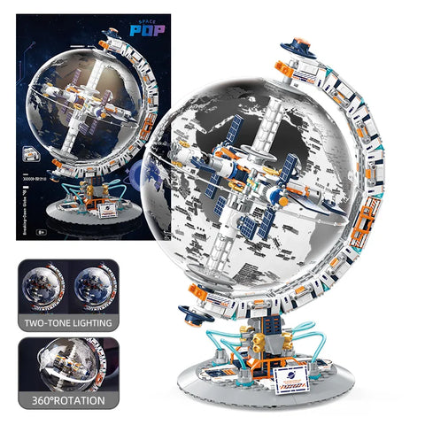 Creative Technology Space Station Transparent Globe Building Set – High-Tech Construction Bricks