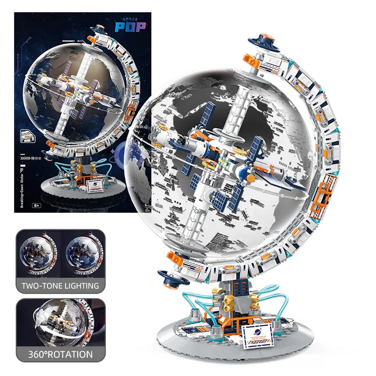 Creative Technology Space Station Transparent Globe Building Set – High-Tech Construction Bricks