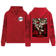 Anime Demon Slayer Doma Zipper Hoodie Harajuku Hip Hop Pullover Tops Sweatshirt Gift