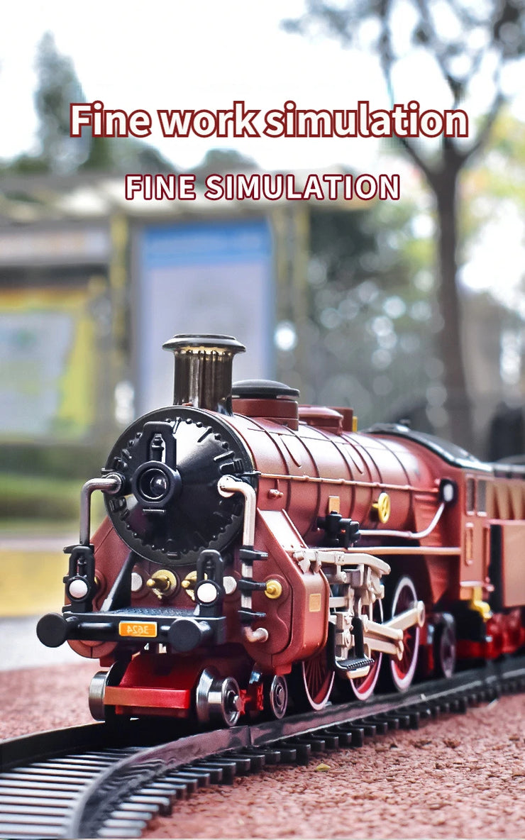 Classic Electric Train Set – Retro Steam Locomotive with Alloy Engine and Tracks for Kids