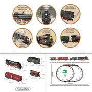 Retro Electric Steam Train Set – Classic Model with Tracks, Smoke, Sound & Light for Kids