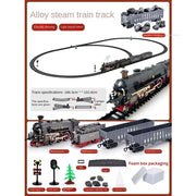 Classic Electric Train Set – Retro Steam Locomotive with Alloy Engine and Tracks for Kids