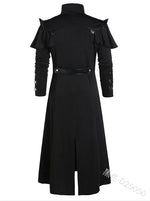 Vintage Steampunk Assassin Costume – Black Gothic Split Jacket with Medieval Pirate and Elven Style for Adult Men